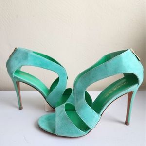 Gianvito Rossi Mint Green Suede High Heel Sandals